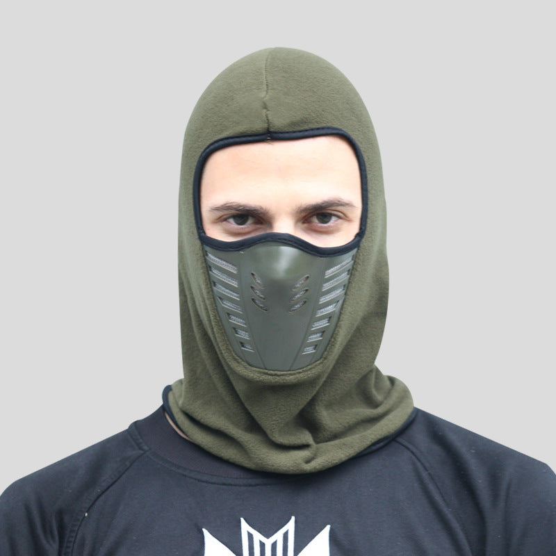 Winter Fleece Leather Riding Masked Cap & Scarf