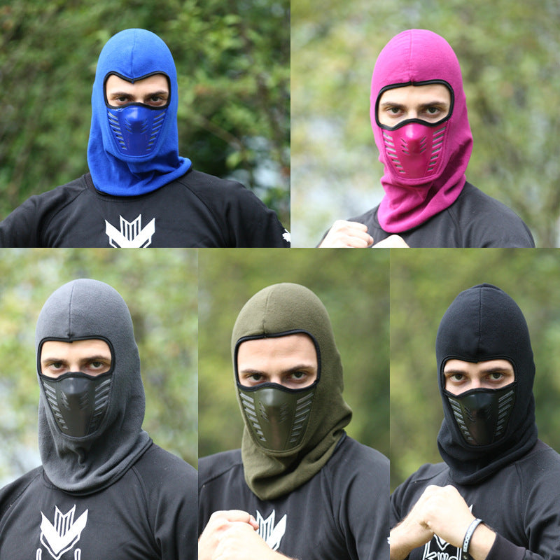 Winter Fleece Leather Riding Masked Cap & Scarf
