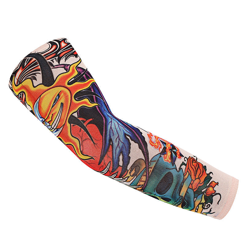 Tattoo Print Ice Silk UV Sleeves | Breathable & Seamless