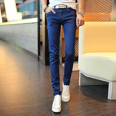 Men’s Korean Style Calf Jeans Trendy Slim Fit Pants