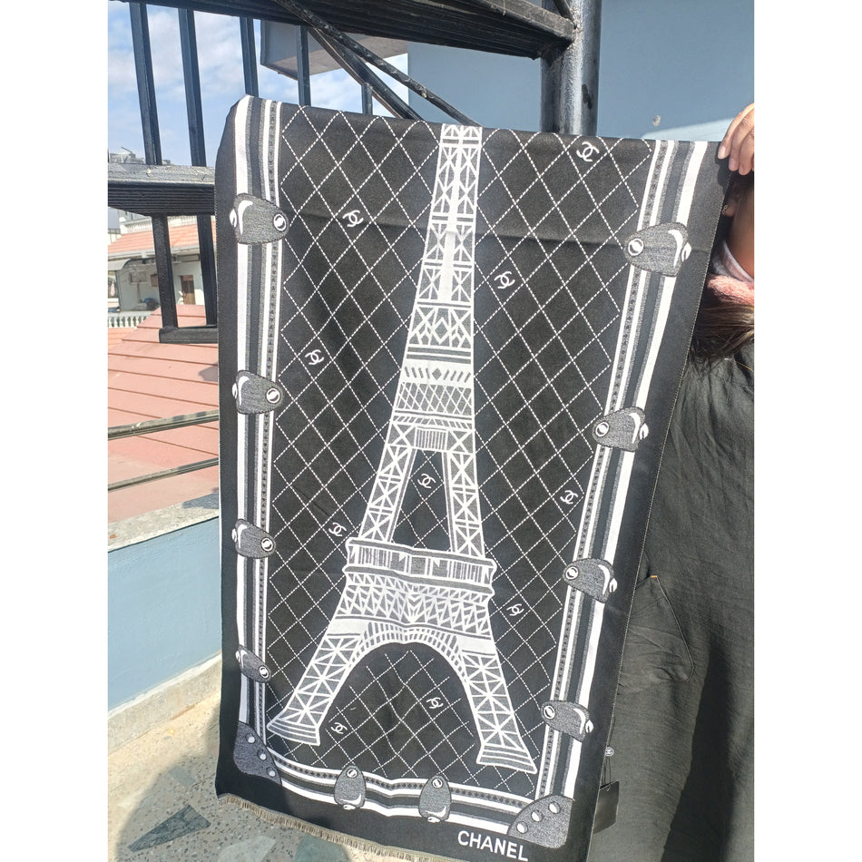 INSTOCK -Eiffel Tower Cashmere Scarf – Soft & Warm for Women