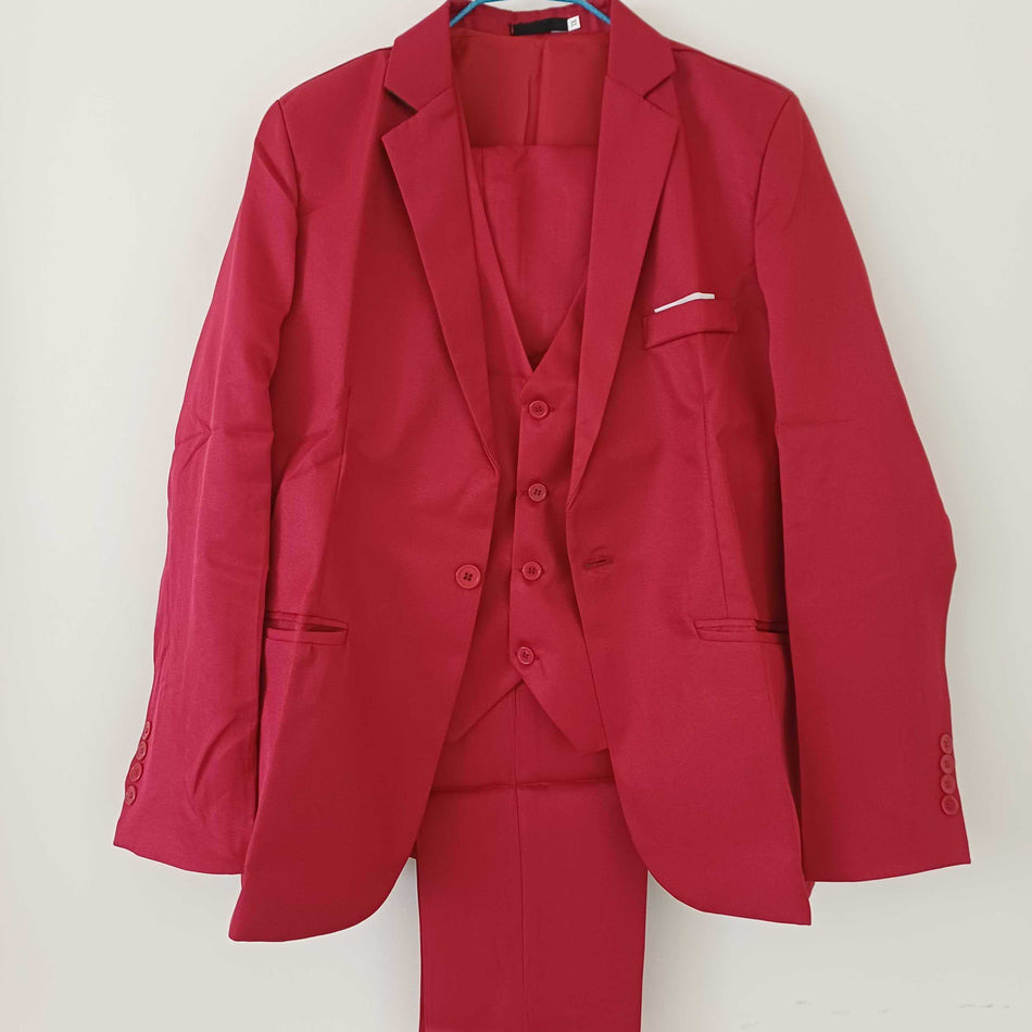 STOCK-Men’s Plaid Three-Piece Groom & Best Man Suit – British