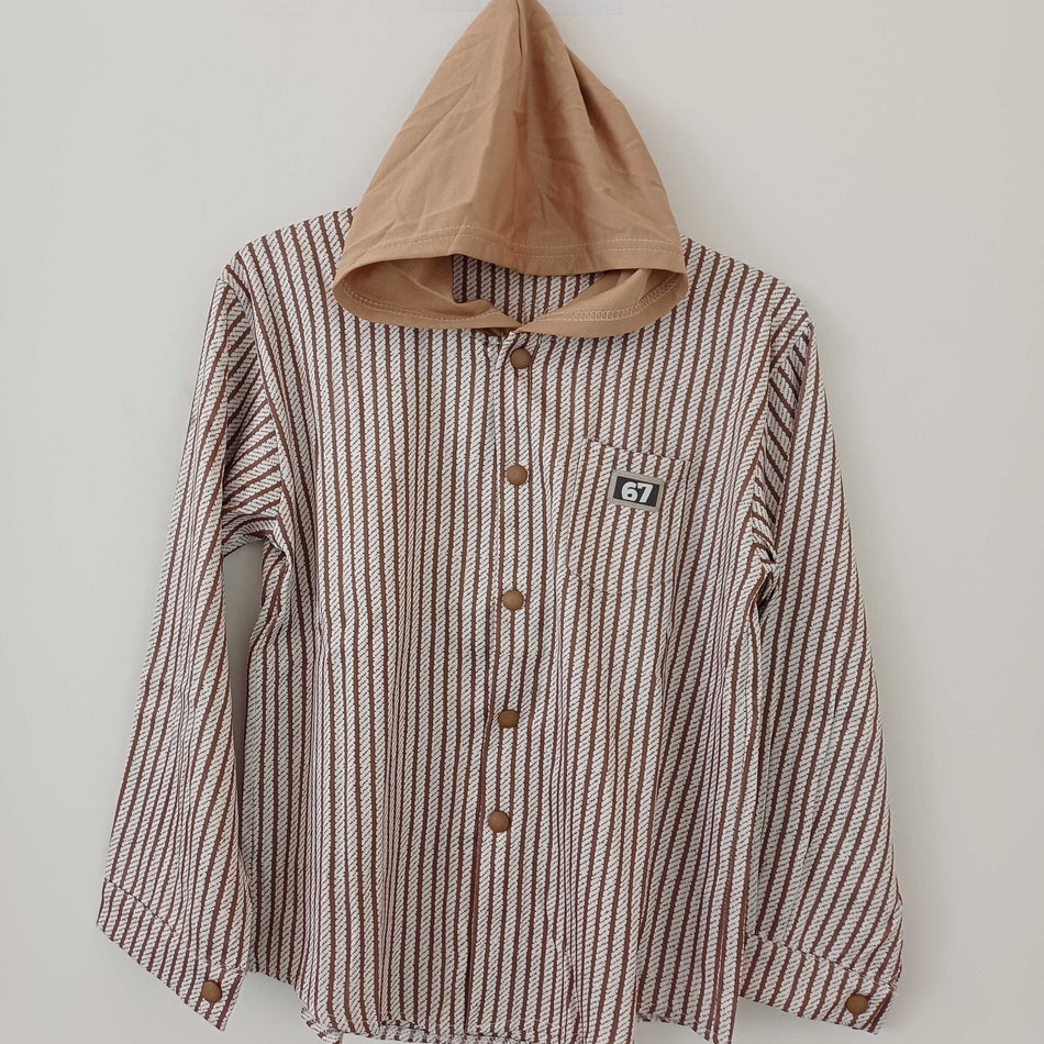 STOCK-Boys' Striped Hooded Top 2024 Autumn Spring Casual Coat