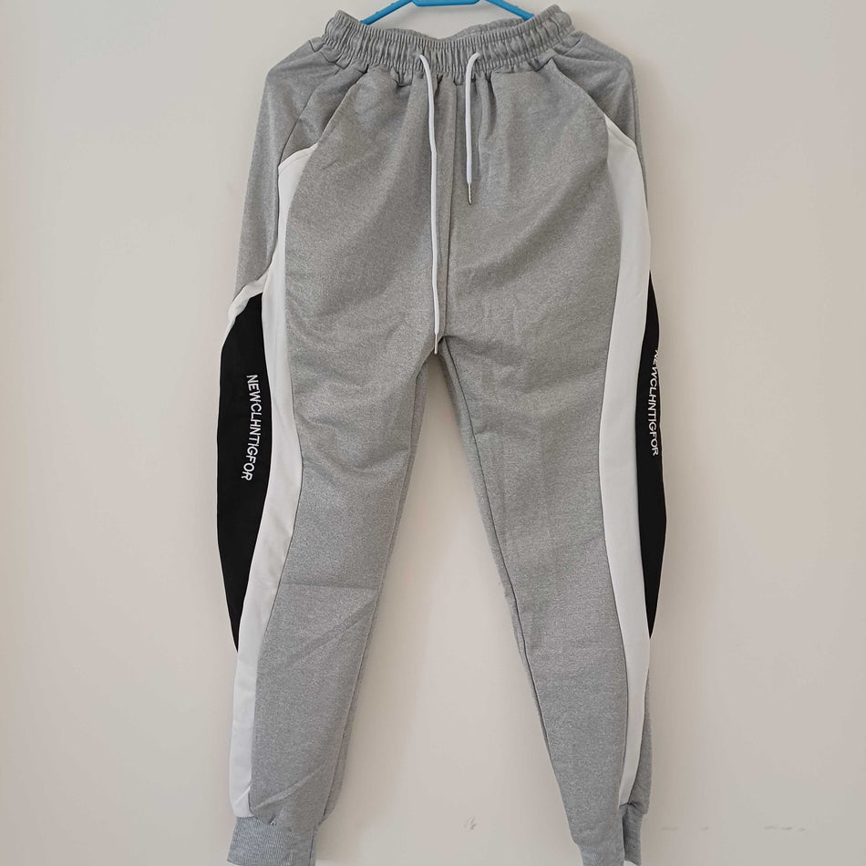 STOCK-Men’s Korean Cuffed Sweatpants – Trendy, Spliced & Sporty