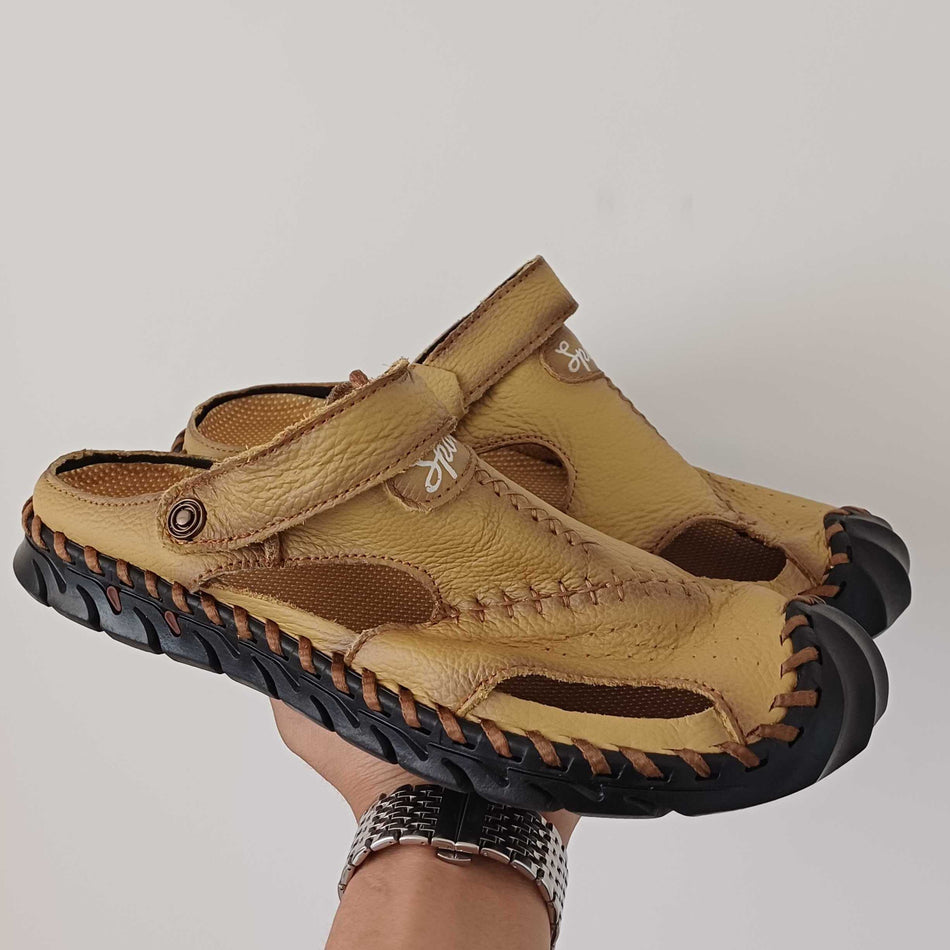 STOCK-Men’s Cowhide Leather Sandals | Dual-Use, Breathable, Plus