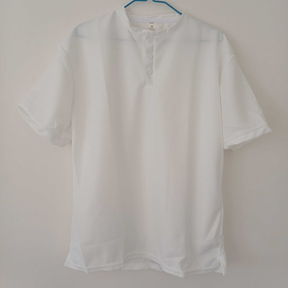 STOCK-Men’s Henry Collar Waffle Short Sleeve T-Shirt – Summer