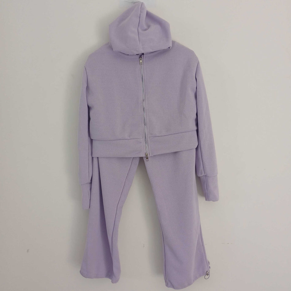 STOCK-Korean Style 2-Piece Set – Zipper Sweater & Wide Pants 👟🧥