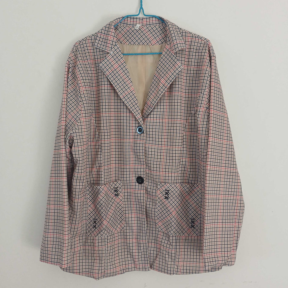 STOCK-Women’s Large Size Plaid Small Suit