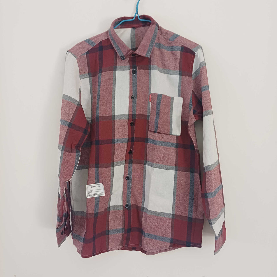 STOCK-Men’s Spring Autumn Loose Plaid Casual Shirt Korean Style