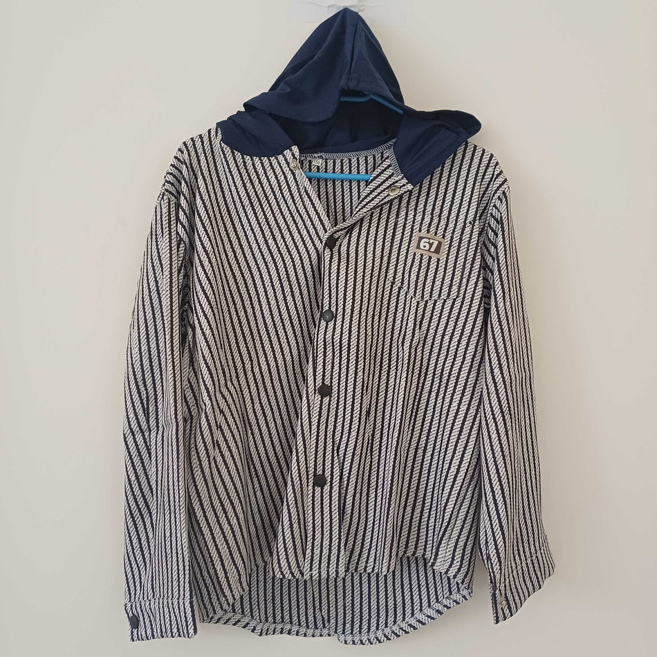 STOCK-Boys' Striped Hooded Top 2024 Autumn Spring Casual Coat