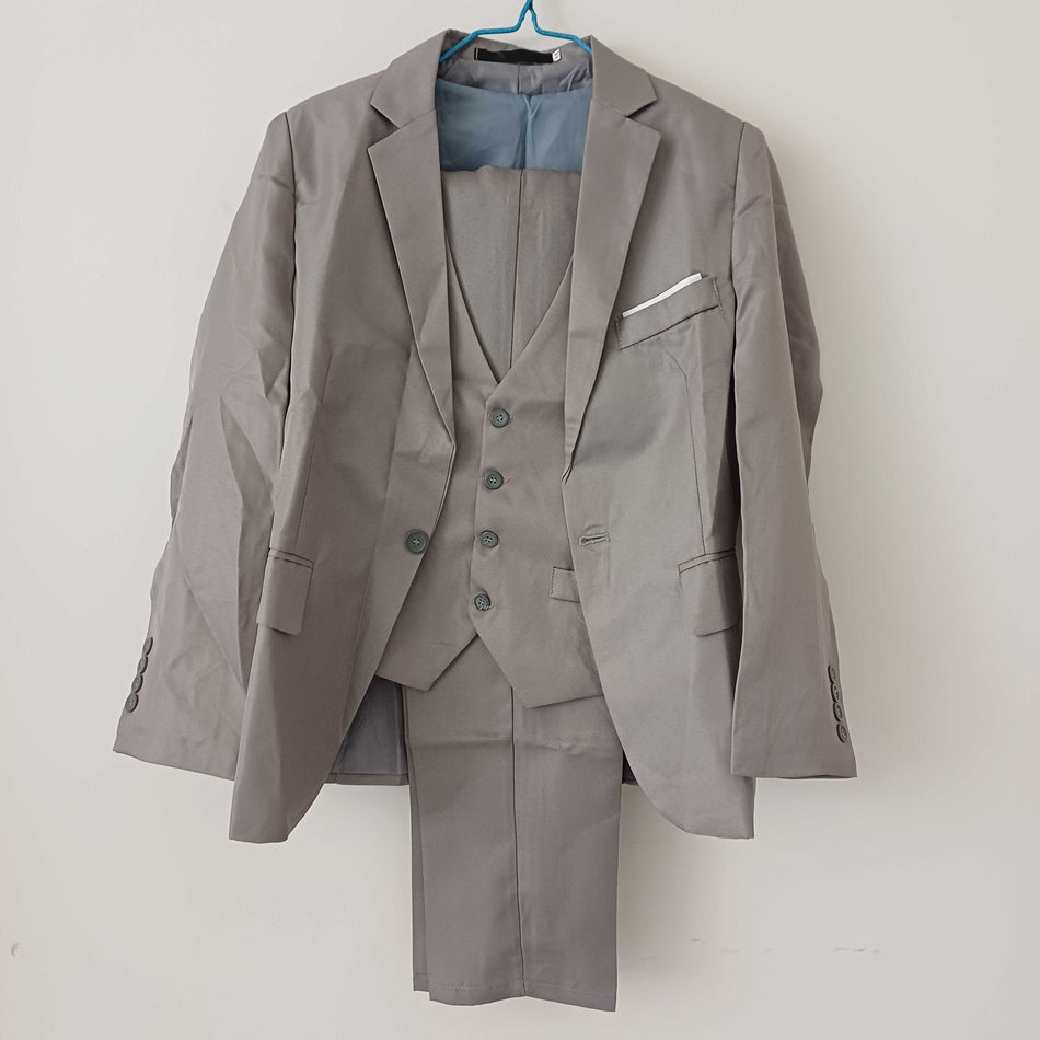 STOCK-Men's Plaid Three-Piece Groom & Best Man Suit  British