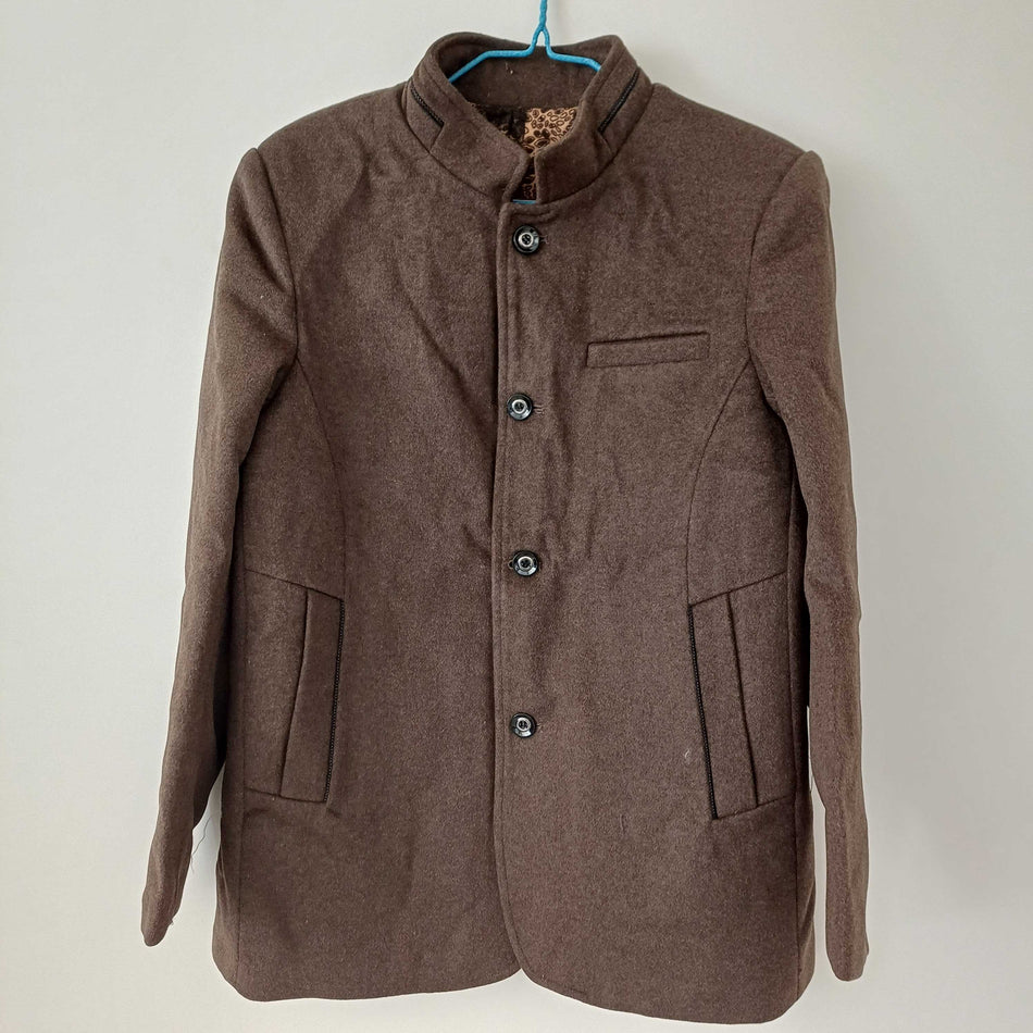 INSTOCK-Middle-Aged Men’s Woolen Coat – Thick Winter Fleece-Lined