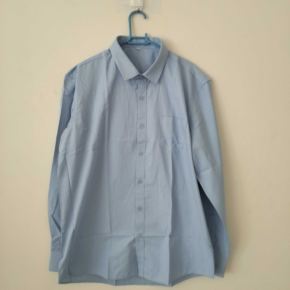 STOCK-Men’s White Long-Sleeve Shirt – Classic Casual Button Down
