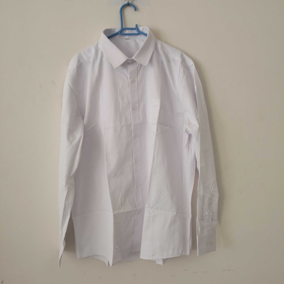 STOCK-Men’s White Long-Sleeve Shirt – Classic Casual Button Down