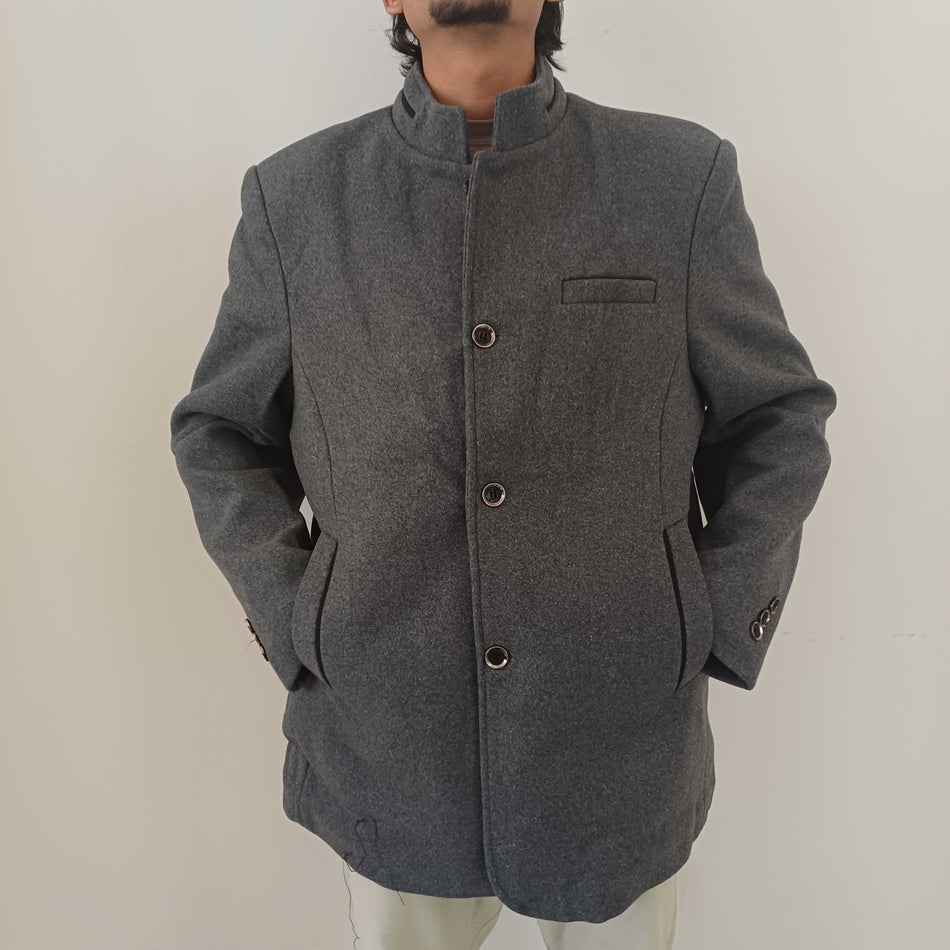 INSTOCK-Middle-Aged Men’s Woolen Coat – Thick Winter Fleece-Lined