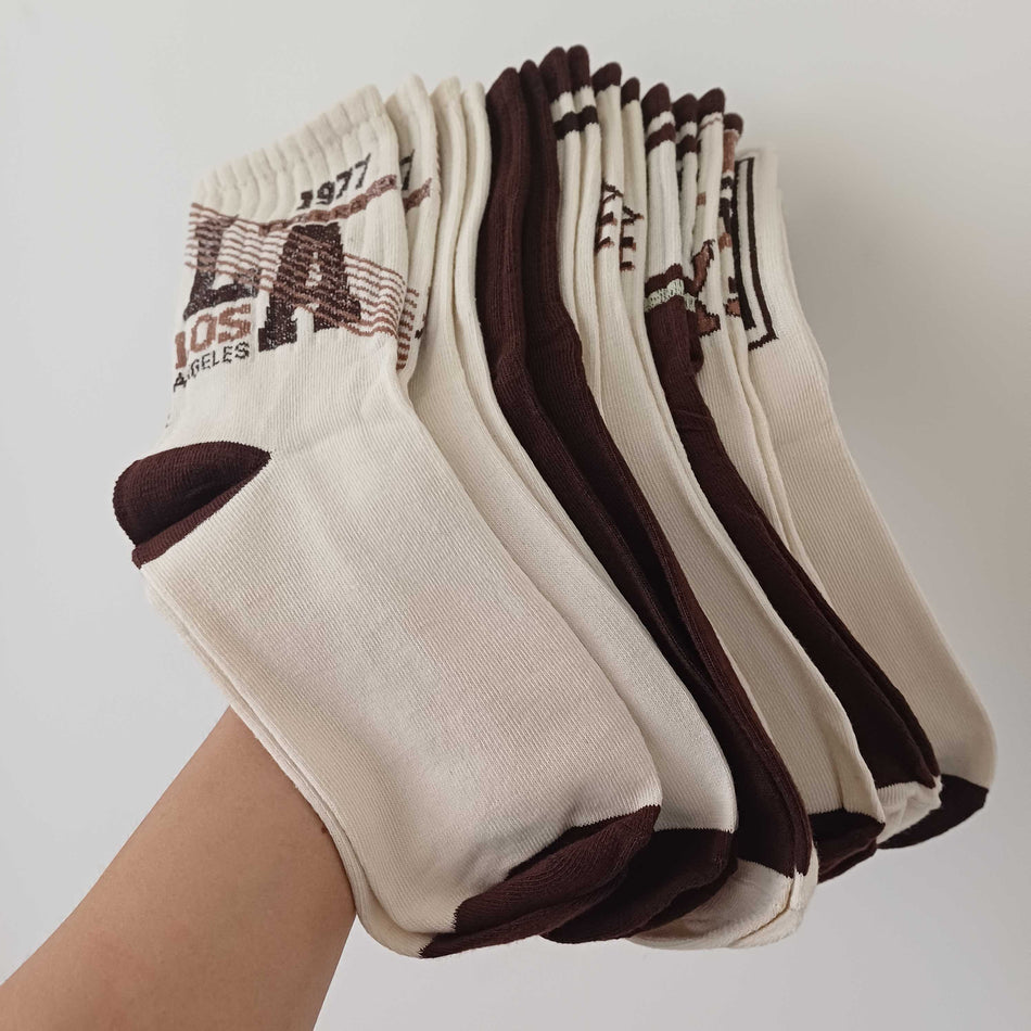 STOCK-Men’s Retro Sports Crew Socks – Pack of ( 5 or 8 )Pairs