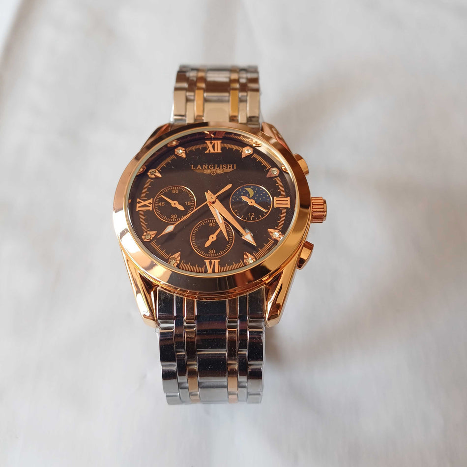 STOCK-LONGLIS Men’s Leather Watch – Waterproof, Luminous, Stylish