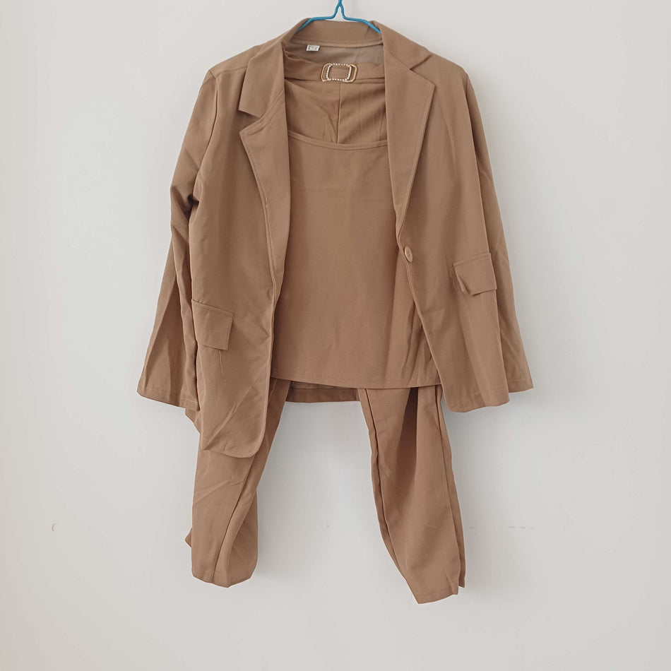 STOCK-Women’s Autumn Western-Style Slim Three-Piece Suit