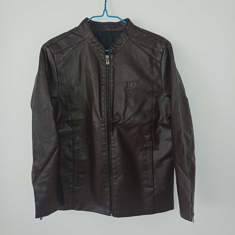 STOCK-Men’s Autumn-Winter Korean Fashion Stand-Collar Leather