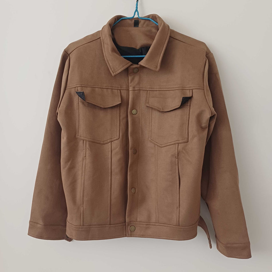 STOCK-Men’s Suede Lapel Jacket – Vintage British Style