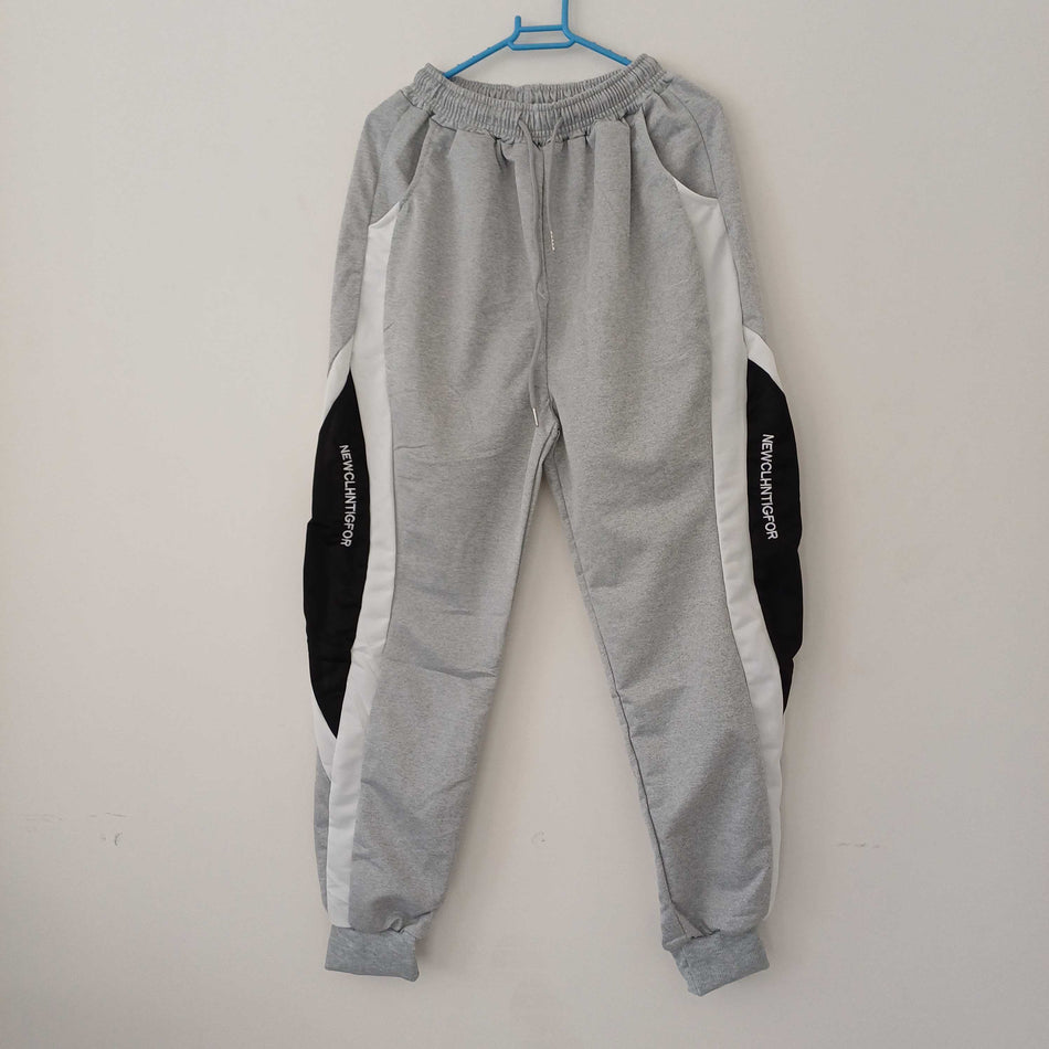 INSTOCK-Men’s Korean Cuffed Sweatpants – Trendy, Spliced & Sporty