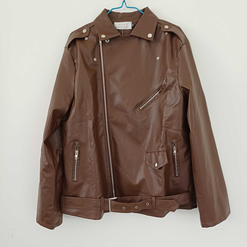 STOCK-Plus-Size Men’s Motorcycle Leather Jacket | Trendy Color