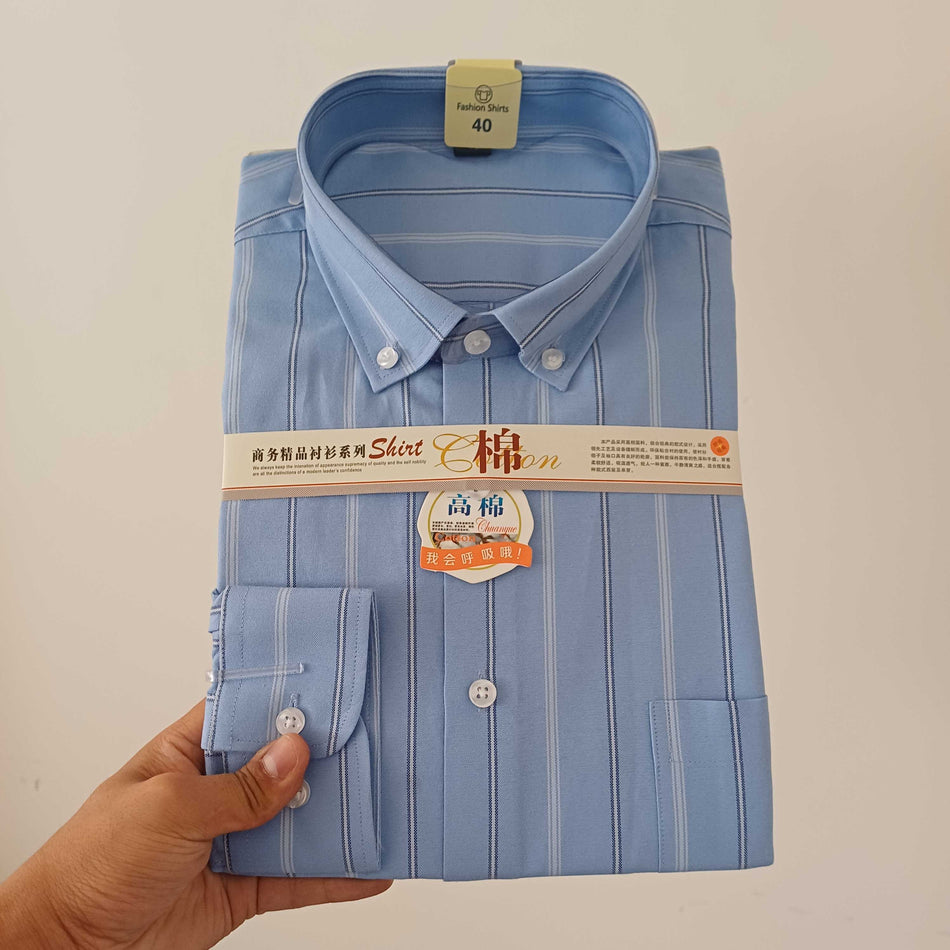 INSTOCK-Men's Oxford Striped Shirt – Spring & Autumn Comfort