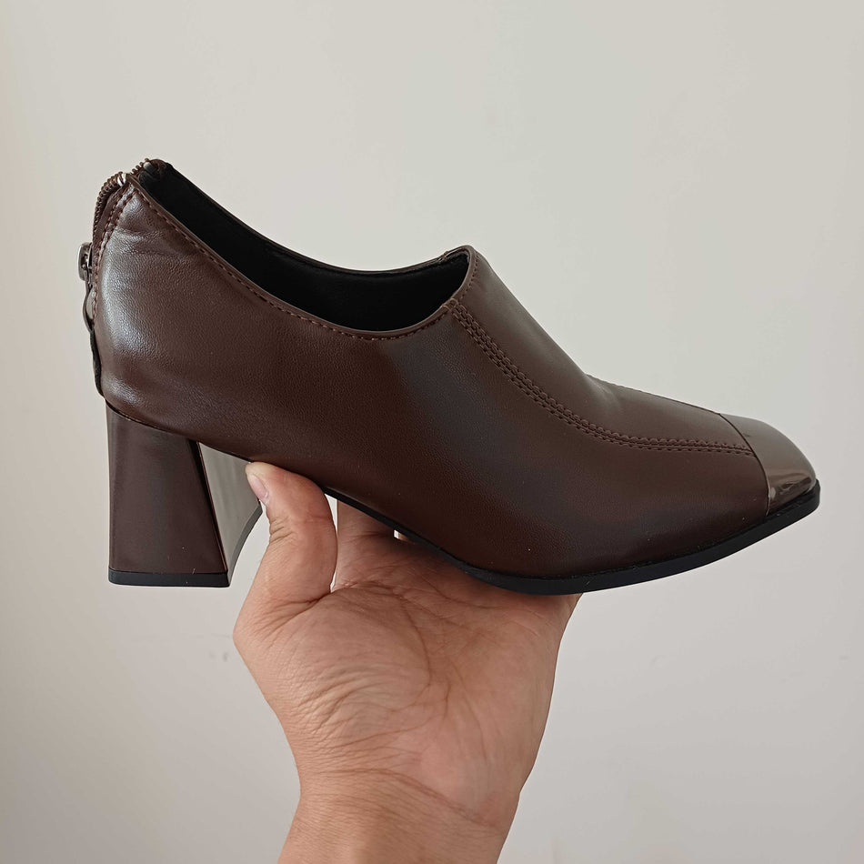 INSTOCK-Women’s Nude Thick-Heel Ankle Boots
