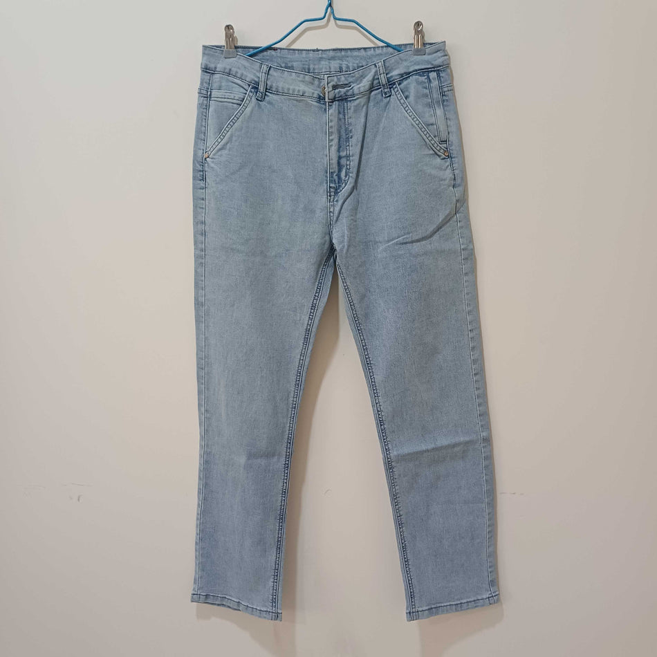 STOCK-Men's Light Blue Jeans | Stretch Casual Straight Pants