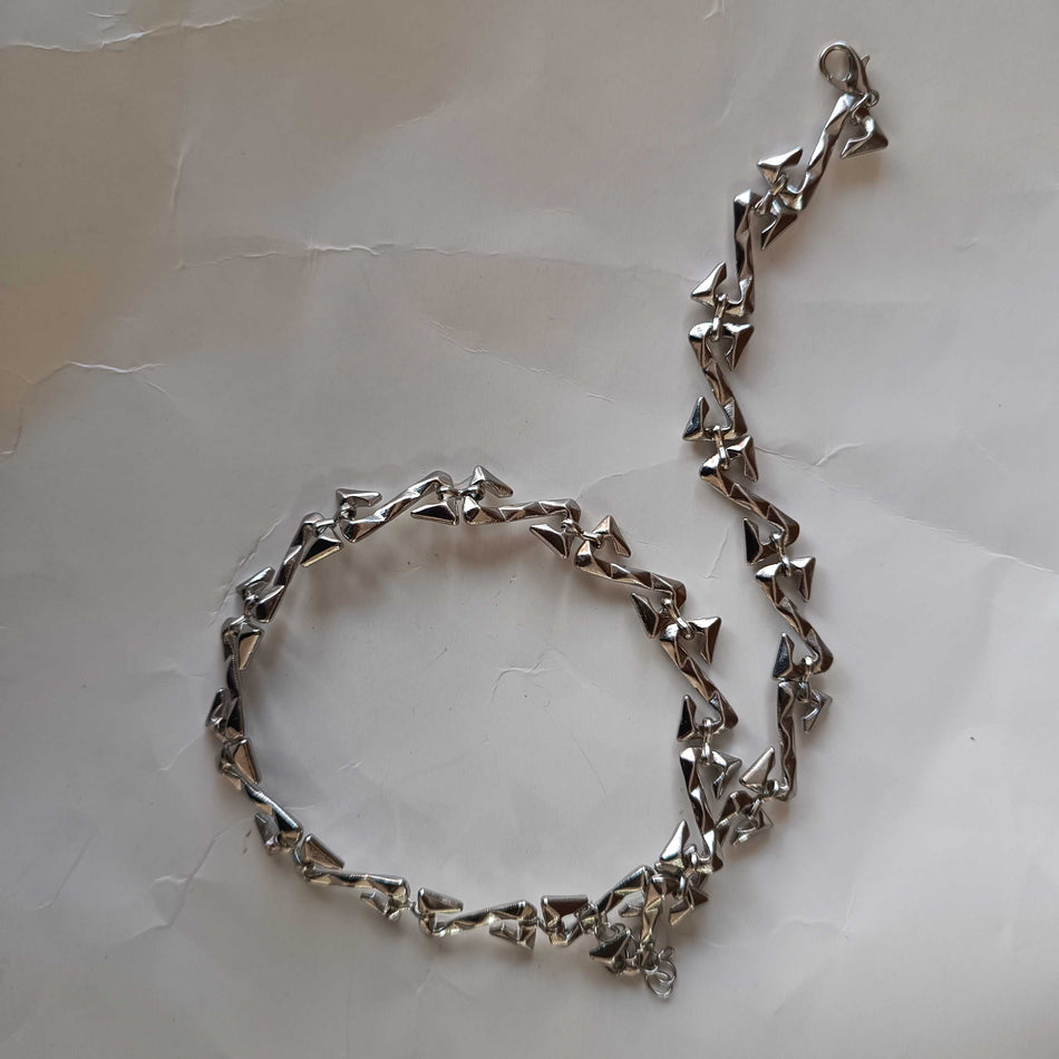 STOCK-Twisted Metal Chain Necklace – Unisex Hip-Hop Style