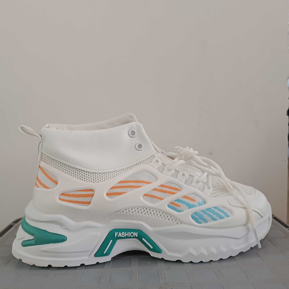 INSTOCK - Men’s High-Top Mesh Sneakers – Thick Sole, Breathable