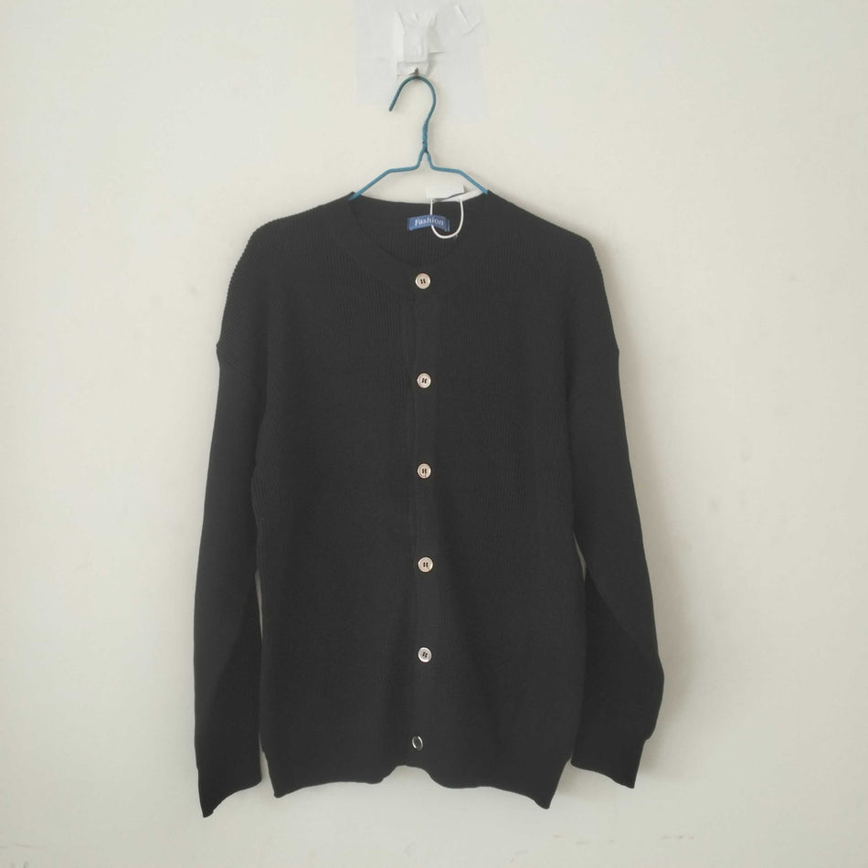 STOCK-Men’s Korean Style Crewneck Knitted Sweater Jacket