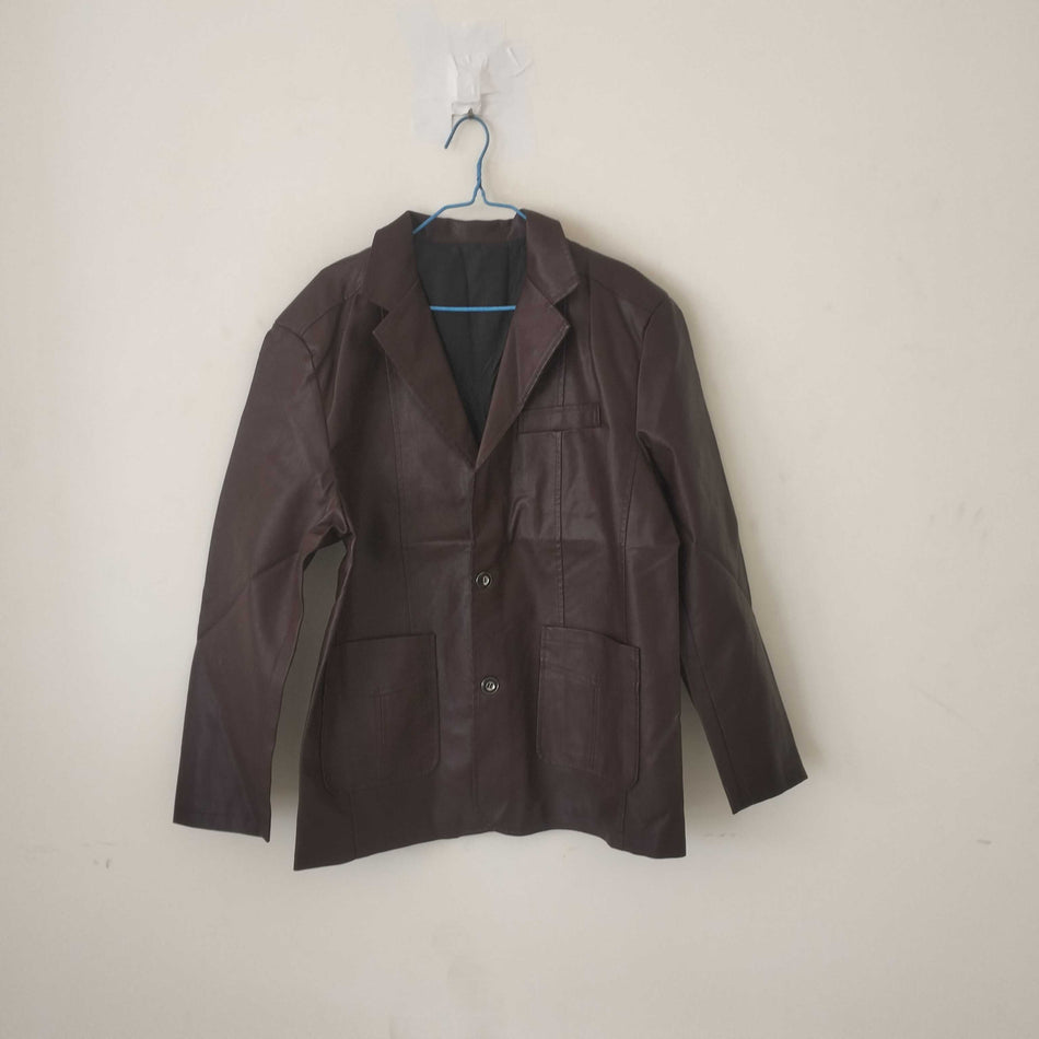 INSTOCK-Men's Slim-Fit PU Leather Lapel Blazer Jacket