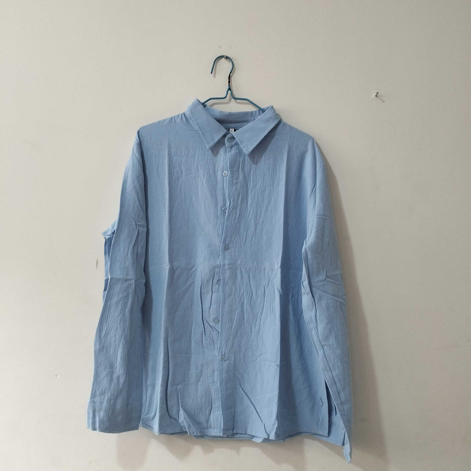 STOCK-Men’s Japanese-Style Linen Long Sleeve Shirt