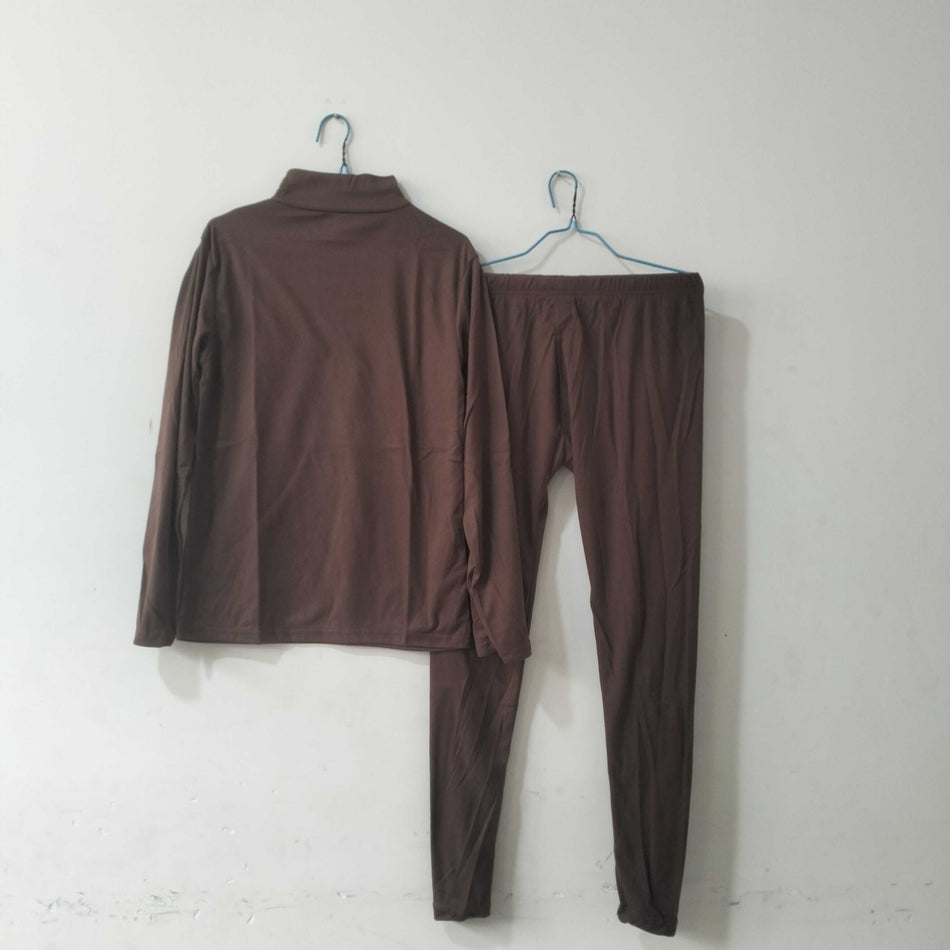 STOCK-Men’s Velvet Thermal Set Fleece-Lined Crew Neck Suit