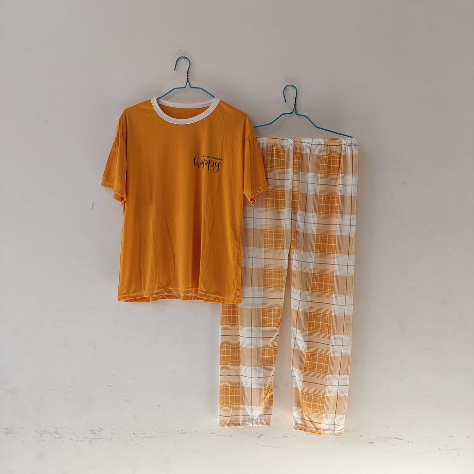 STOCK-Premium Plaid Short-Sleeved Pajama Set for Women