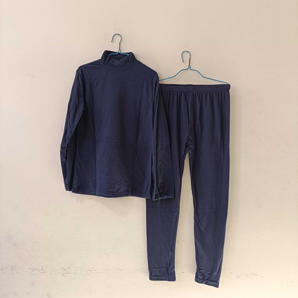 STOCK-Men’s Velvet Thermal Set Fleece-Lined Crew Neck Suit