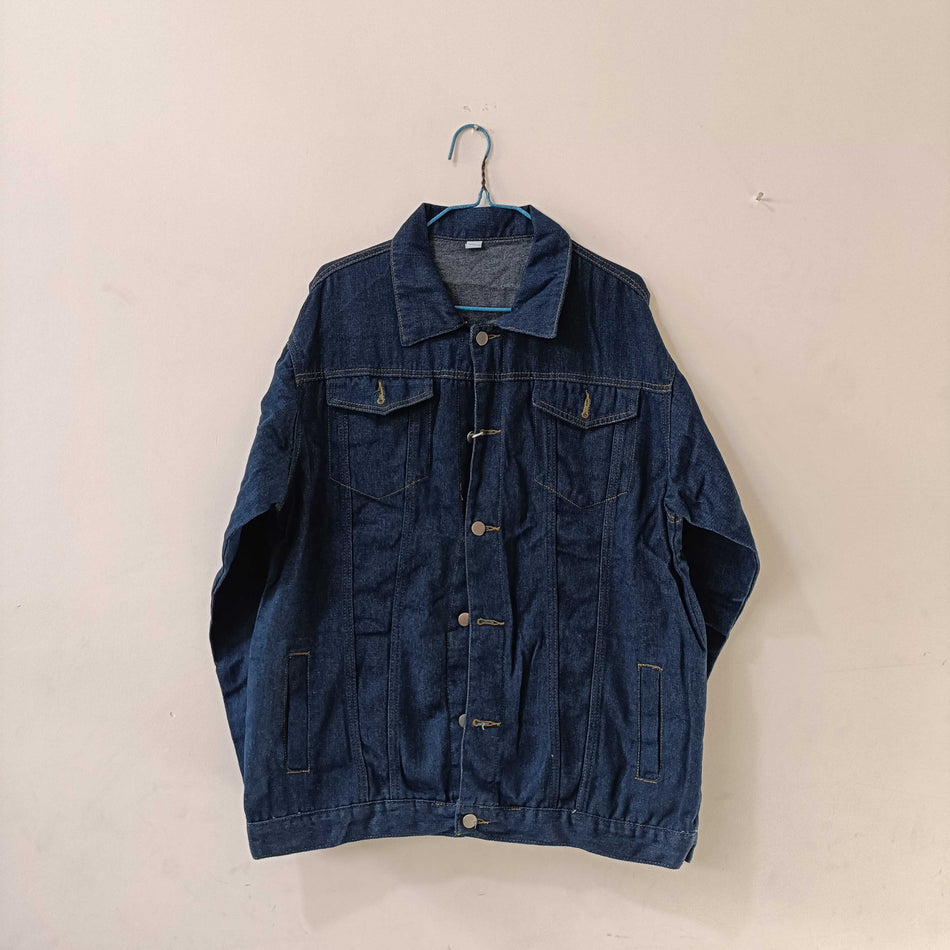 STOCK-Men's Loose Denim Coat Spring Autumn Plus Size Workwear