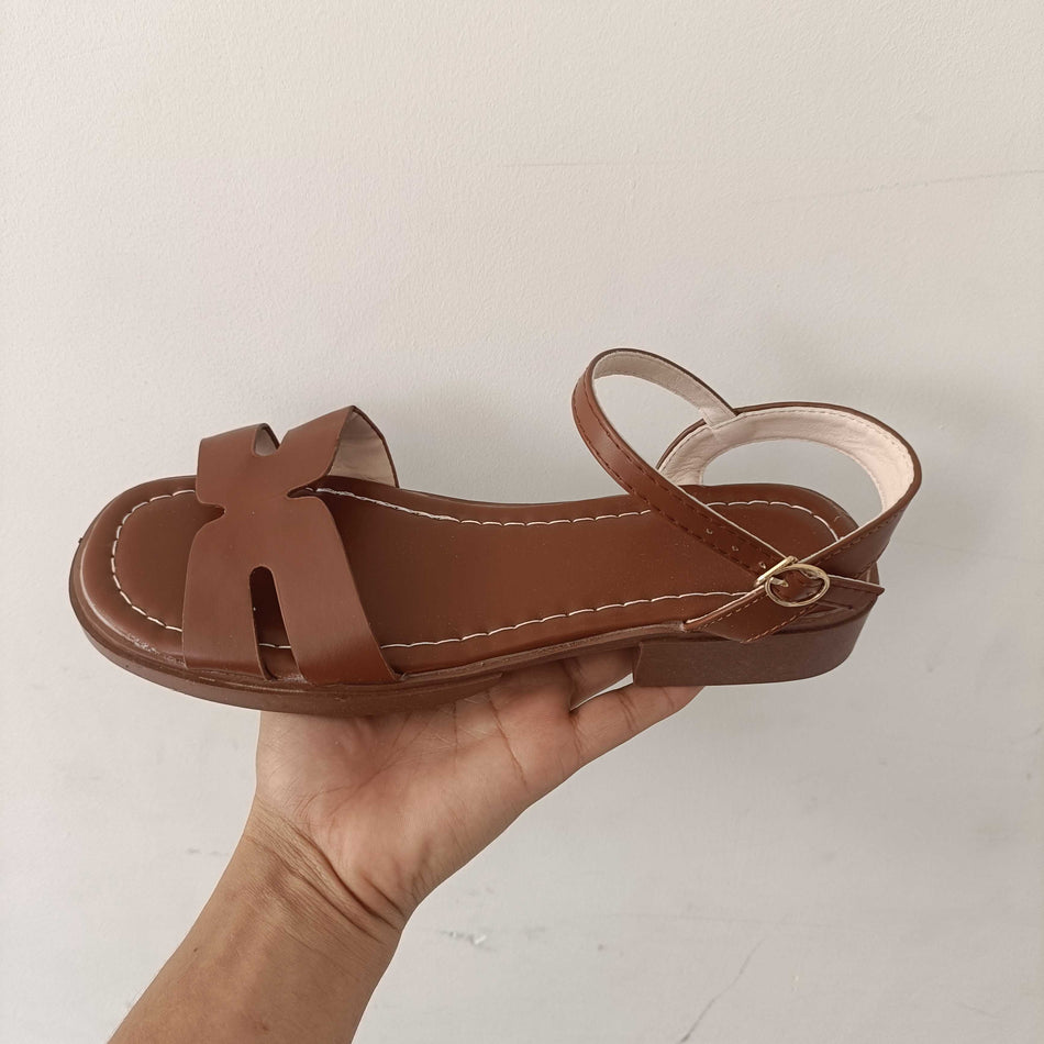 STOCK-Women’s Soft Leather Roman Flat Sandals – Comfortable &