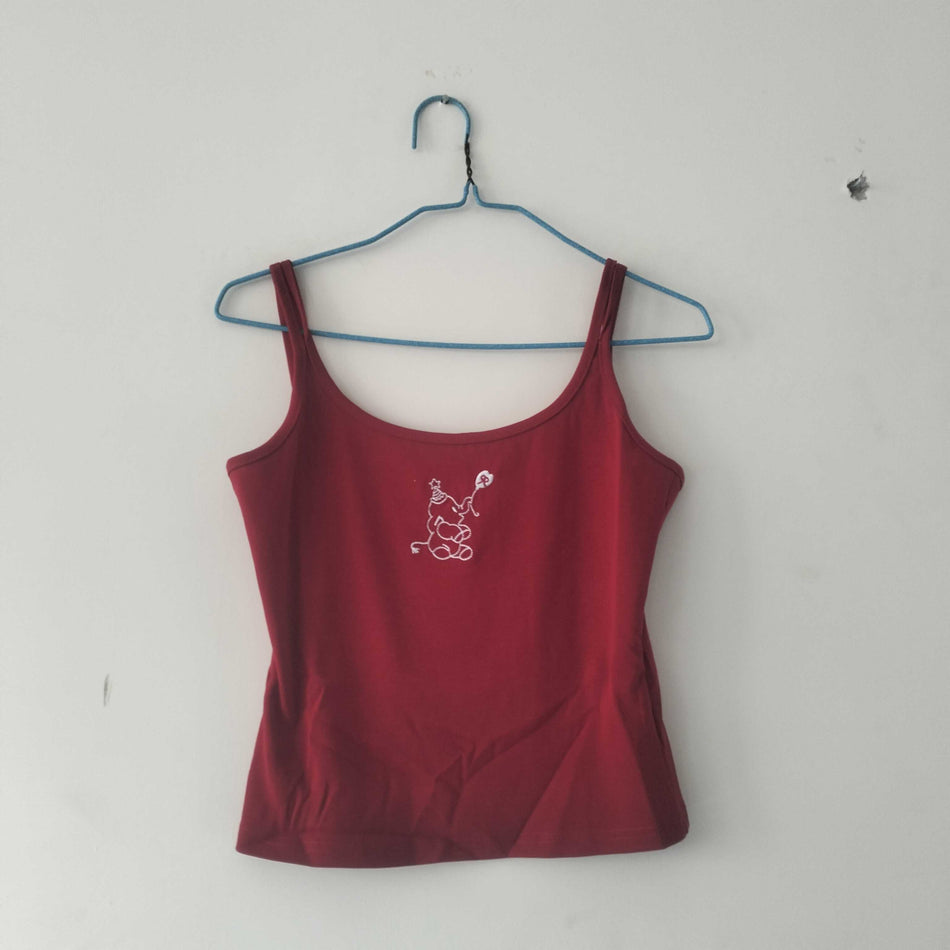 STOCK-Red Slim Fit Embroidered Camisole Women 2026 Summer