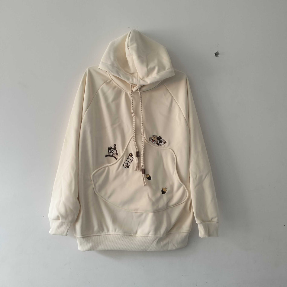 INSTOCK-Embroidered Hooded Fleece Sweatshirt
