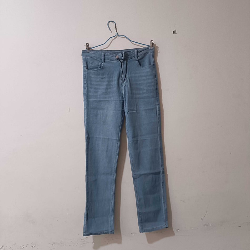 STOCK-Men's Ice Silk Light Blue Loose Fit Jeans