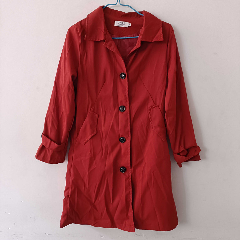 STOCK-British Style Mid Length Women’s Windbreaker Slim Jacket