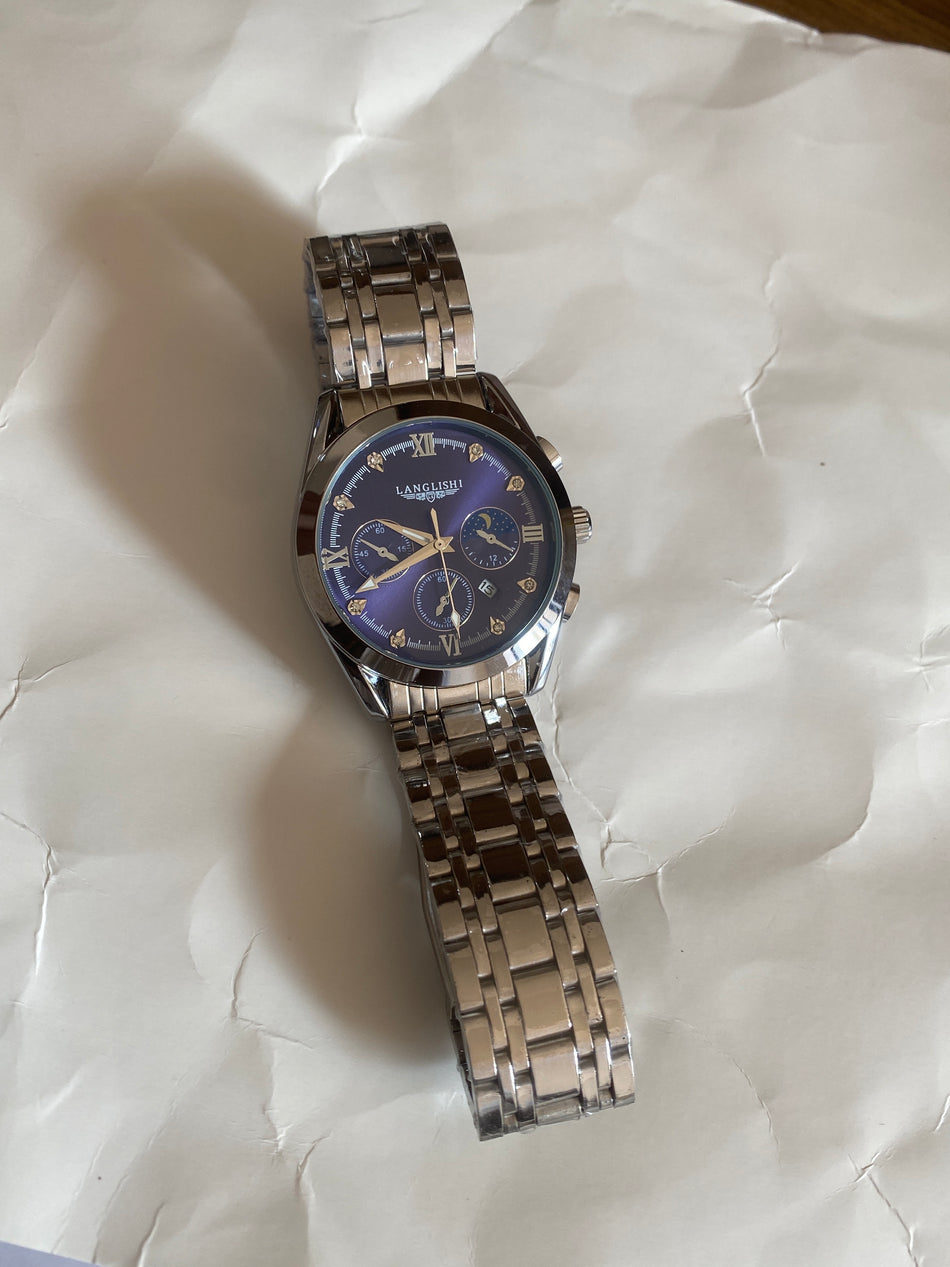 STOCK-LONGLIS Men’s Leather Watch – Waterproof, Luminous, Stylish