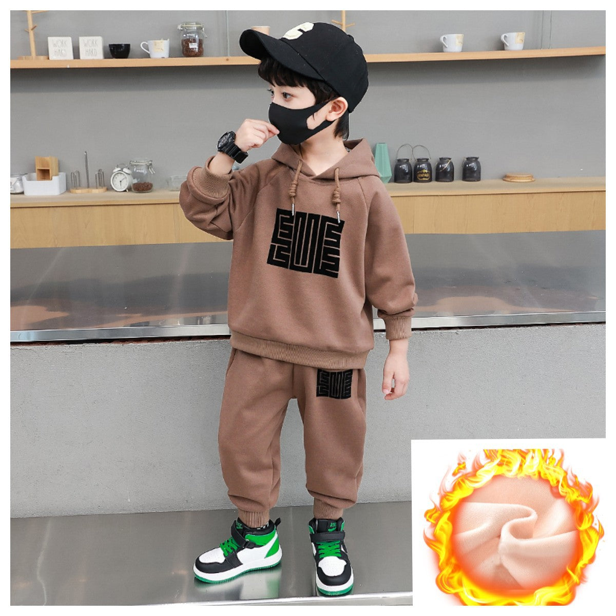 Boys’ Autumn 2025 Hooded Sweatshirt Two-Piece Set – Spring Autumn Kids Fashion Nepal | Tudoholic