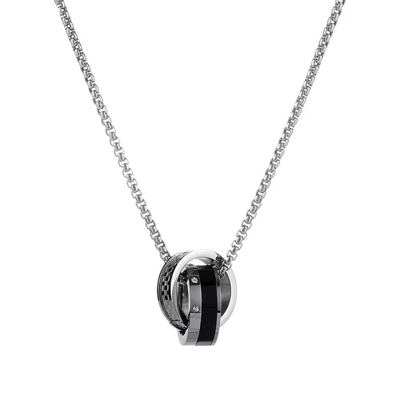Men's Titanium Double Ring Pendant – Hip-Hop Chain