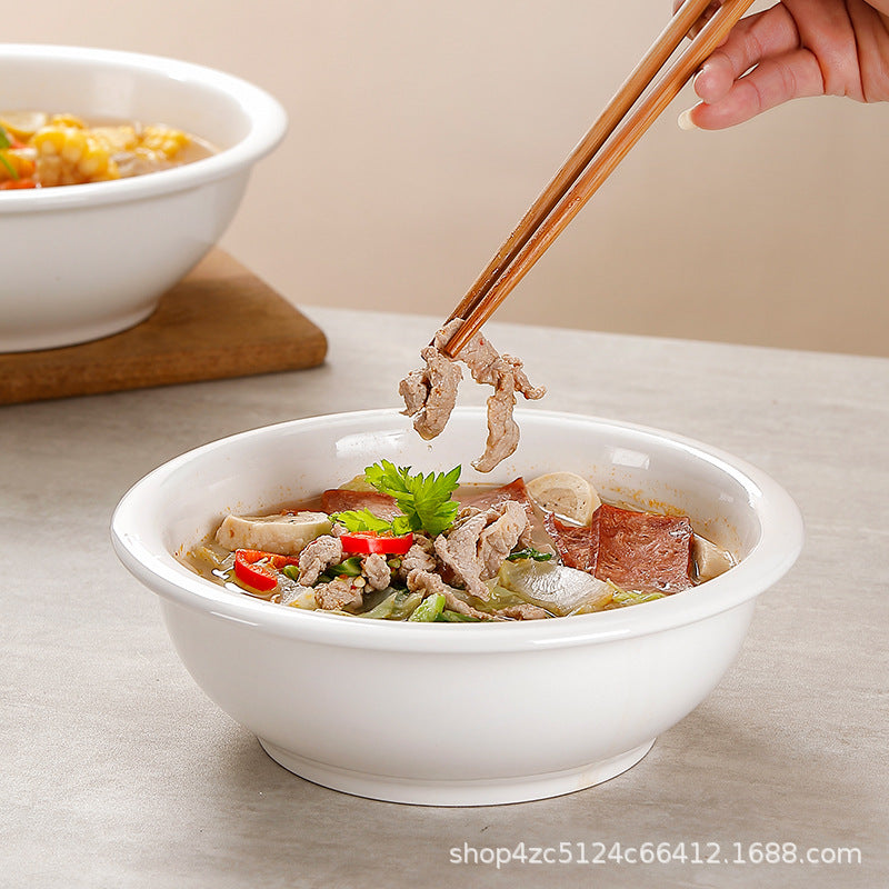 Pure White Ceramic Large Soup Bowl for Homes & Hotels