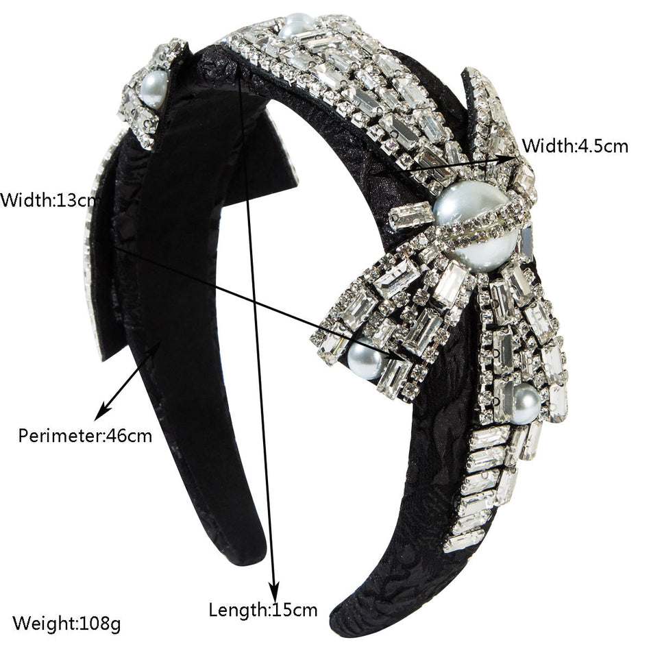 Baroque Bow Pearl Diamond Sponge Headband