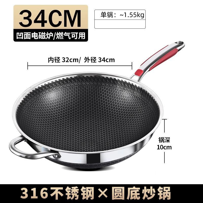 STOCK-German Stainless Steel Non-Stick Wok for All Cooktops