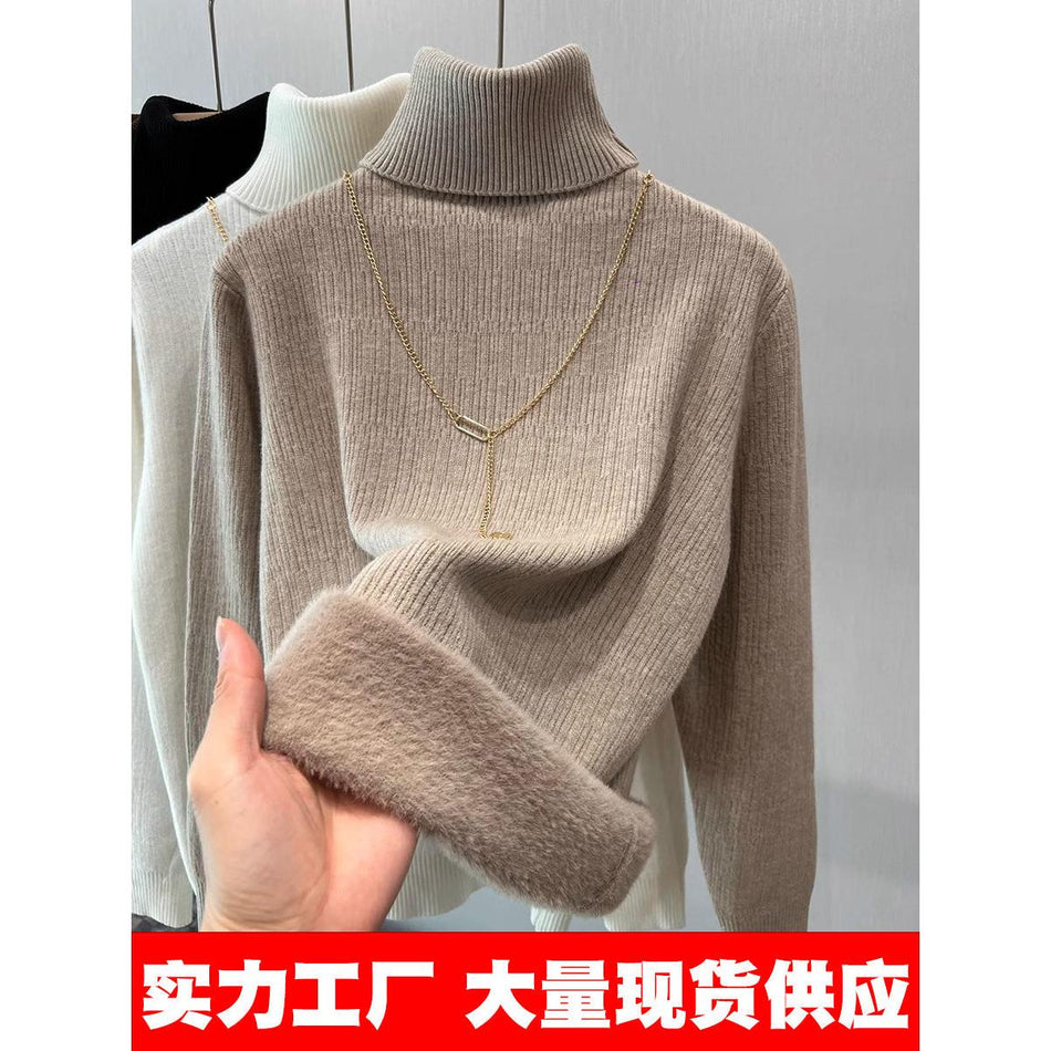 Women’s Velvet Fleece-Lined Turtleneck Thick Sweater